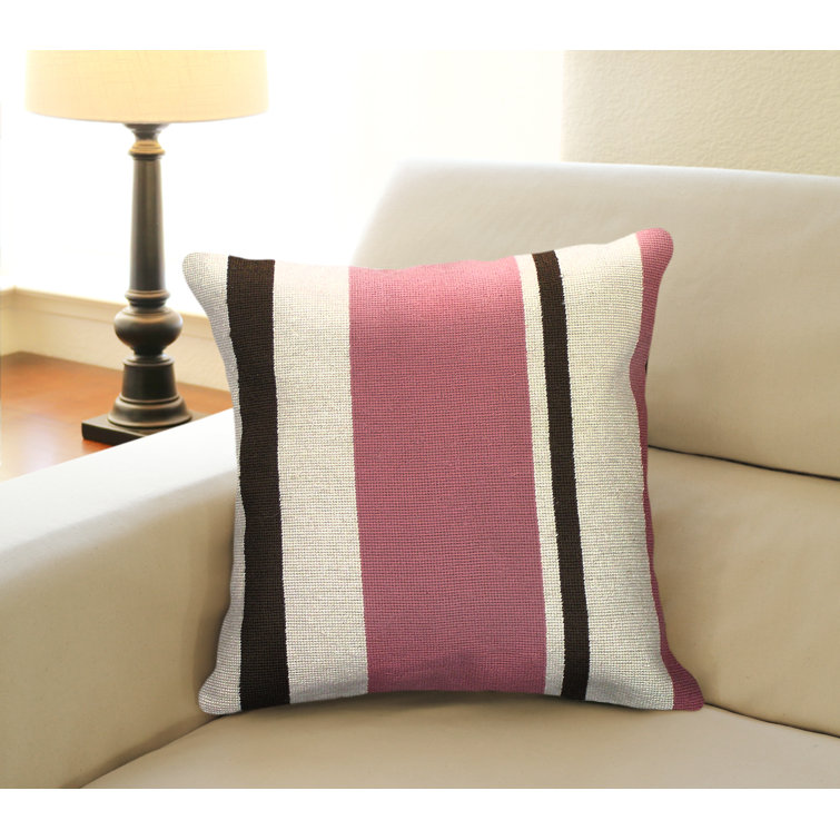 Latitude Run® Derlene Striped Wool Throw Pillow Wayfair